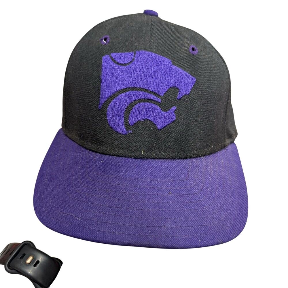 Vintage DeLong Kansas State Wildcats Black Purple Fitted 7 1/8 Wool?? - BUB